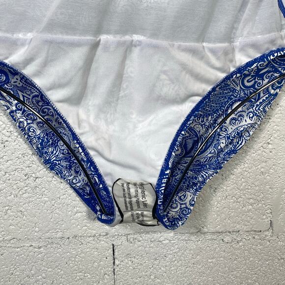 Ralph Lauren ARTISANAL WOODBLOCK Ruffled Tummy-Control Swimsuit US 8 - Picture 7 of 12